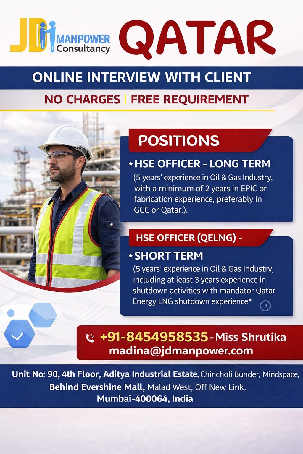 FREE REQUIREMENT FOR QATAR - ONLINE INTERVIEW