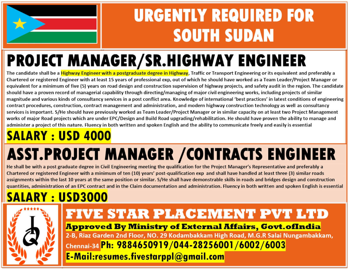 URGENTLY REQUIRED FOR SOUTH SUDAN