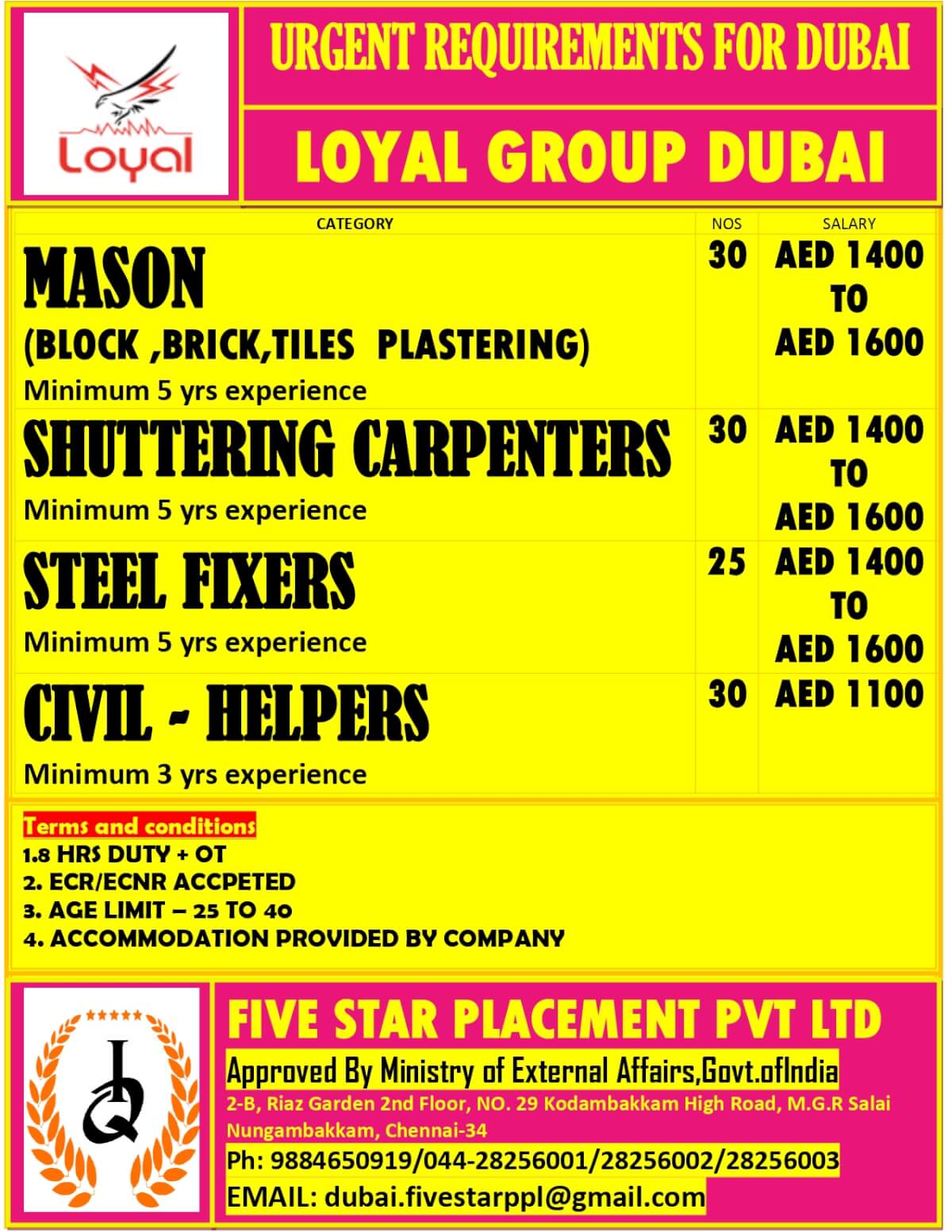 URGENTLY REQUIRED FOR DUBAI