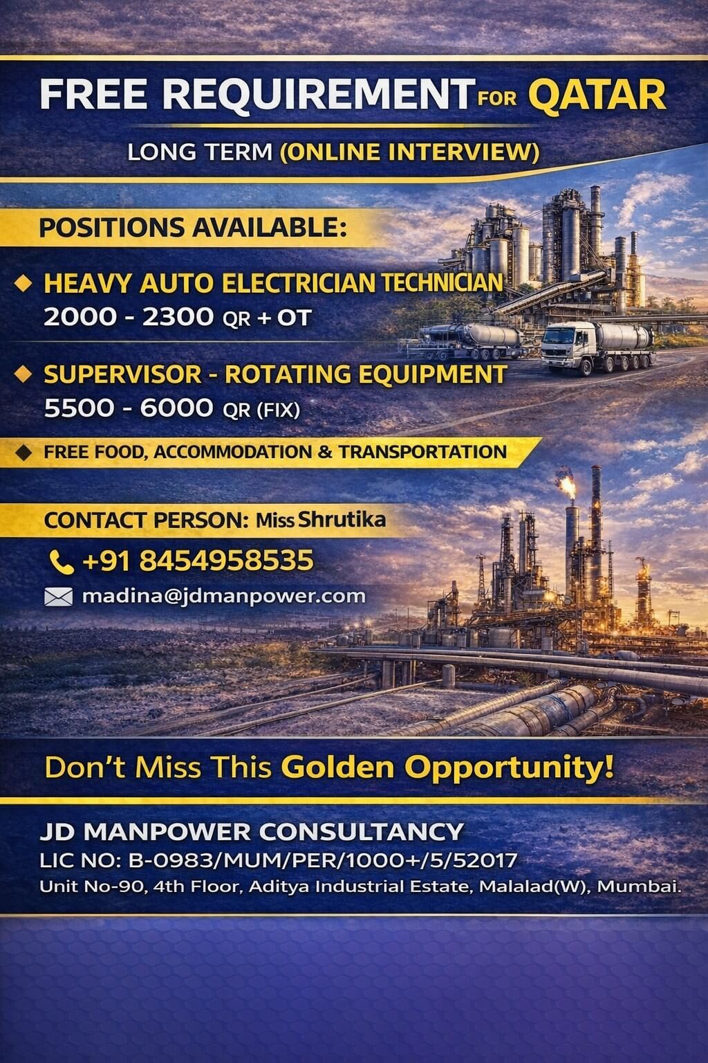 FREE RECRUITMENT FOR QATAR LONG TERM - ONLINE INTERVIEW