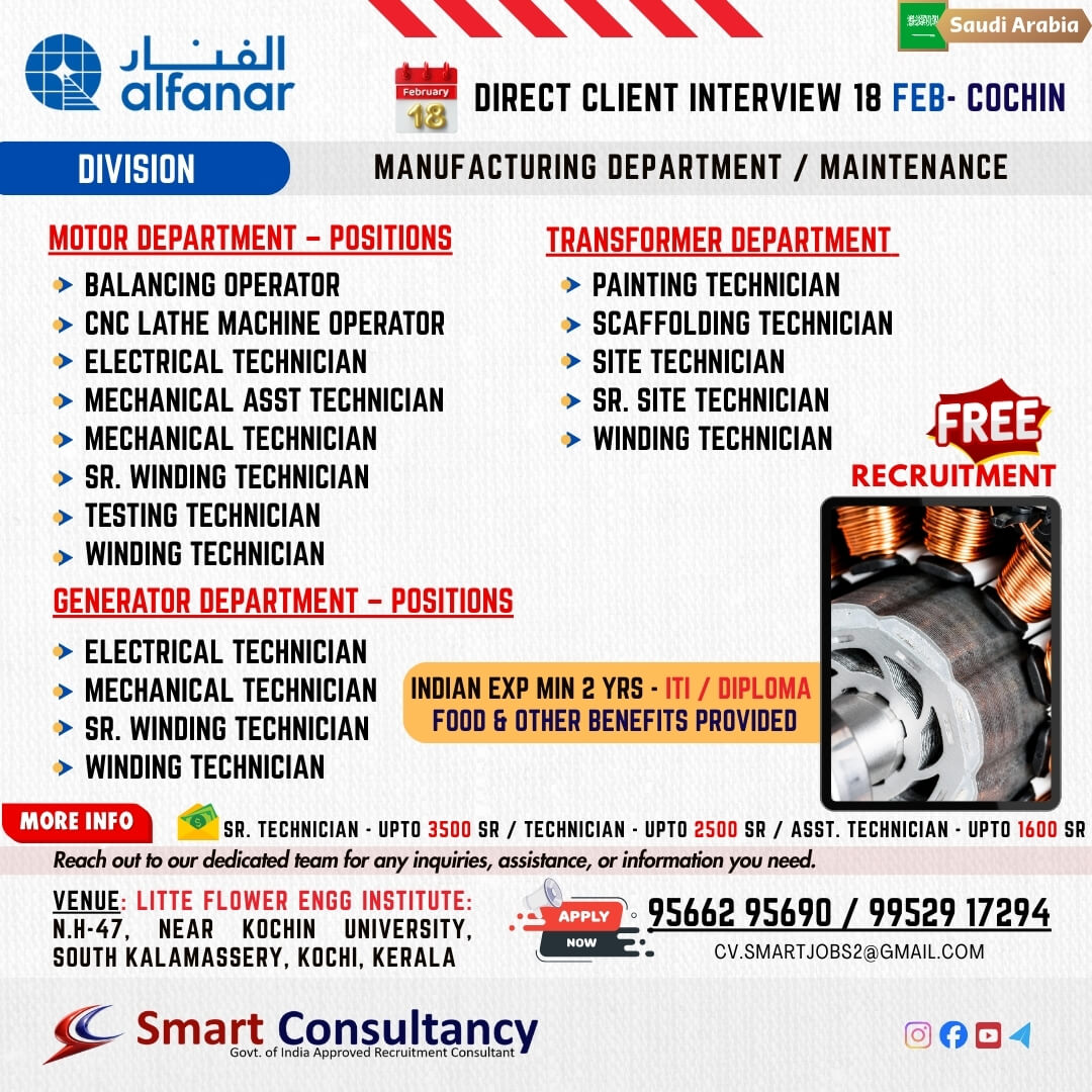 ? Saudi Arabia Jobs – Direct Client Interview in Cochin!