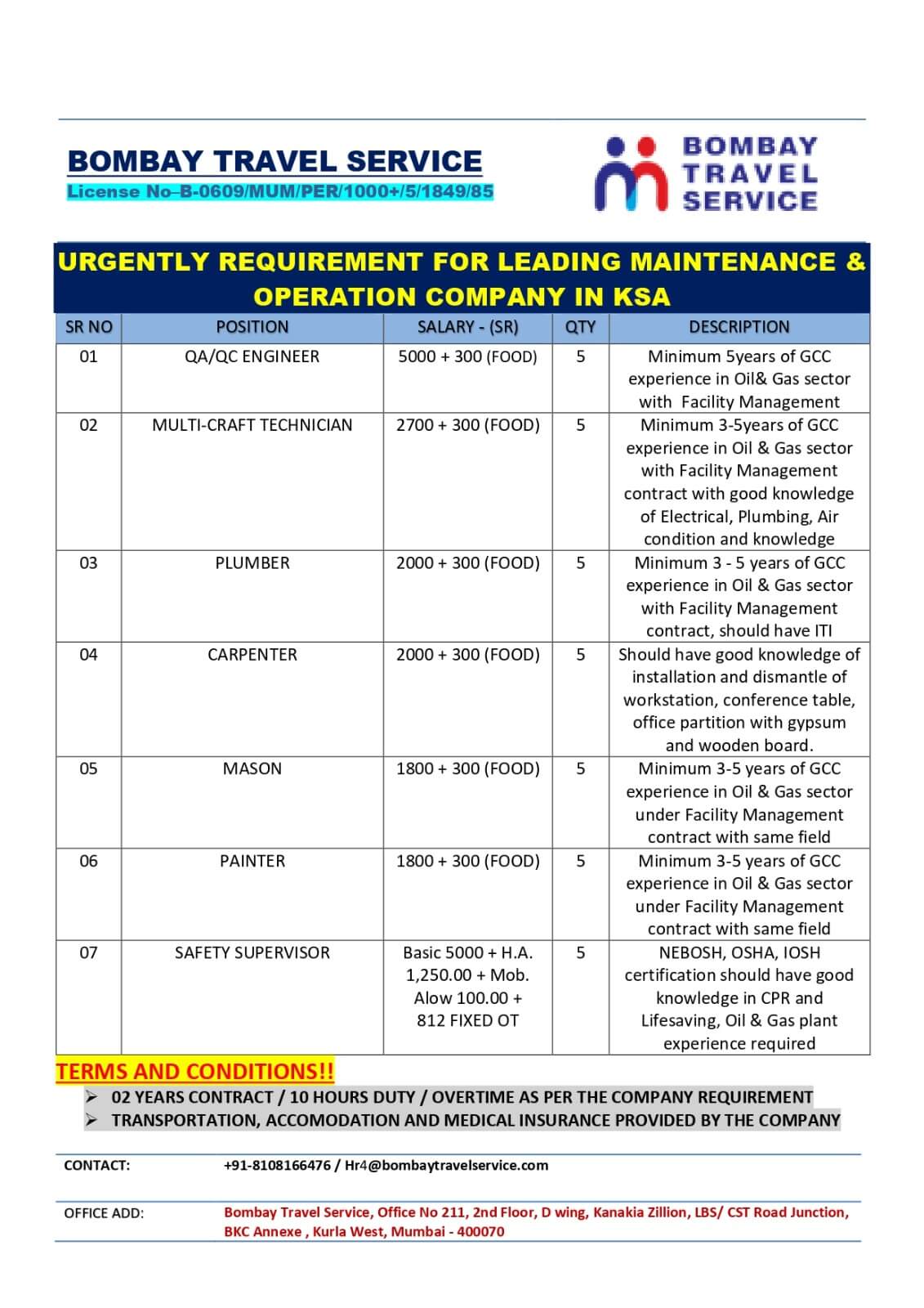 URGETNLY HIRING CIVIL QC INSPECTOR FOR SAUDI ARABIA