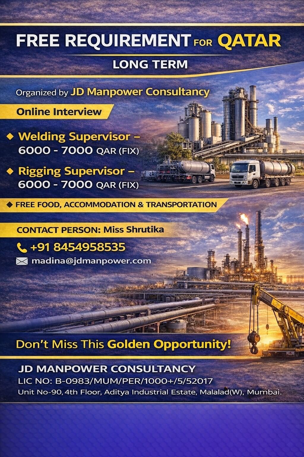 FREE RECRUITMENT FOR QATAR LONG TERM - ONLINE INTERVIEW