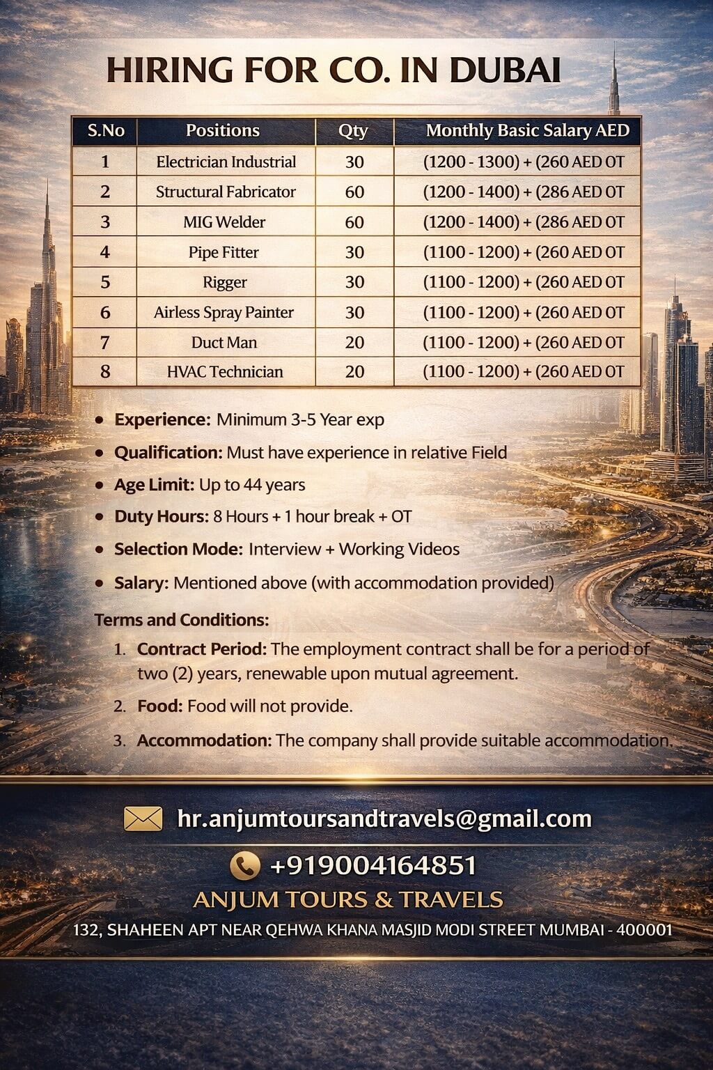 hiring for dubai