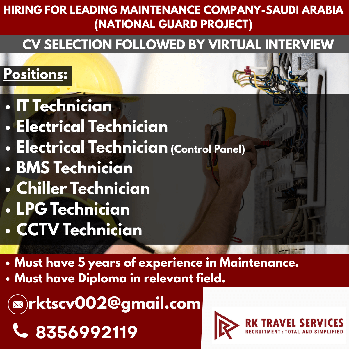 HIRING FOR LEADING MAINTENANCE COMPANY-SAUDI ARABIA (NATIONAL GUARD PROJECT) HIRING FOR LEADING MAINTENANCE COMPANY-SAUDI ARABIA (NATIONAL GUARD PROJECT)