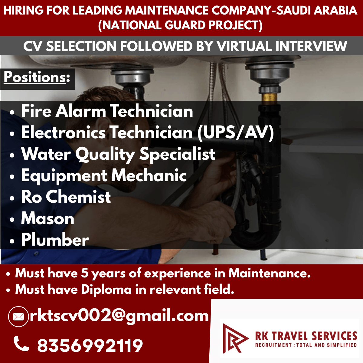 HIRING FOR LEADING MAINTENANCE COMPANY-SAUDI ARABIA (NATIONAL GUARD PROJECT) HIRING FOR LEADING MAINTENANCE COMPANY-SAUDI ARABIA (NATIONAL GUARD PROJECT)