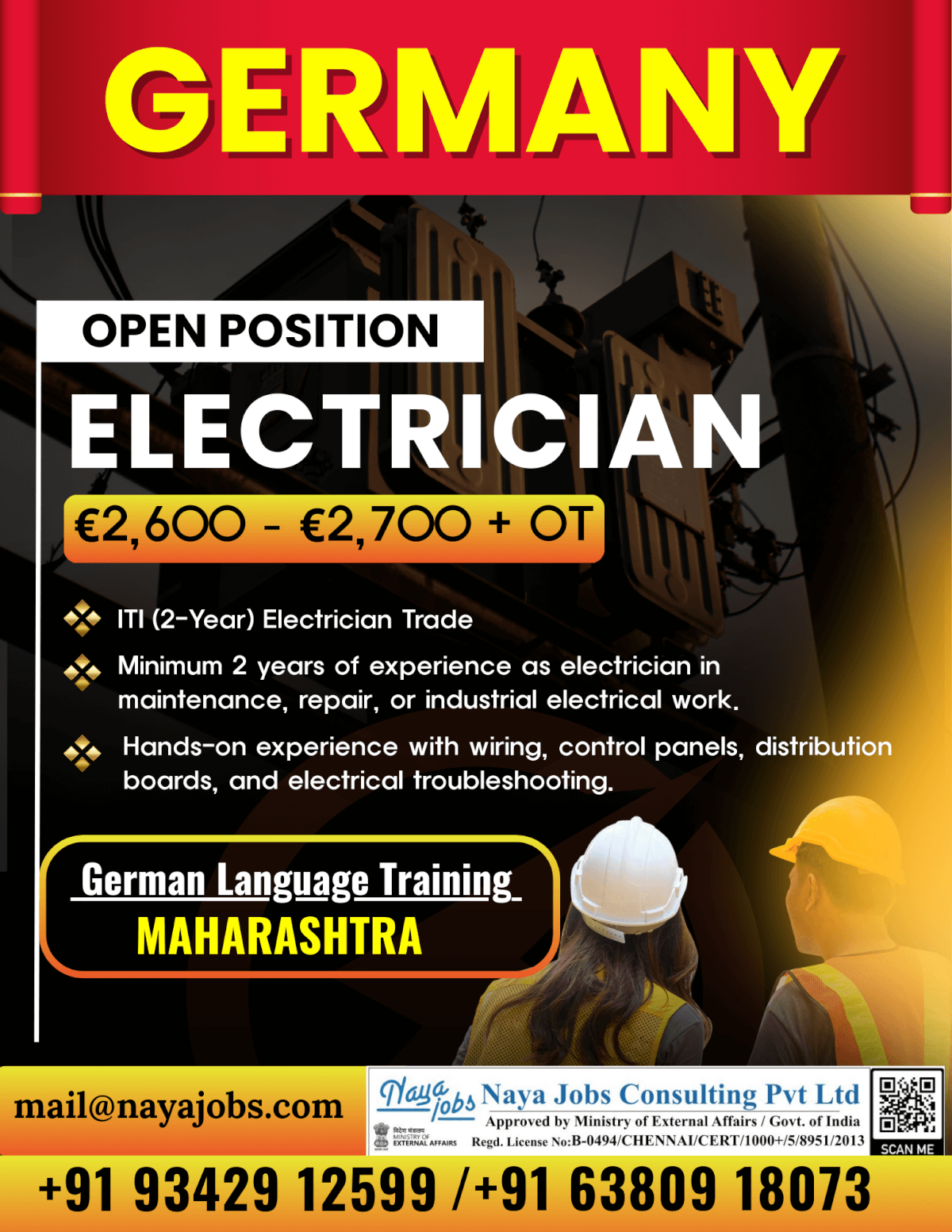 Hiring for Germany Electrician