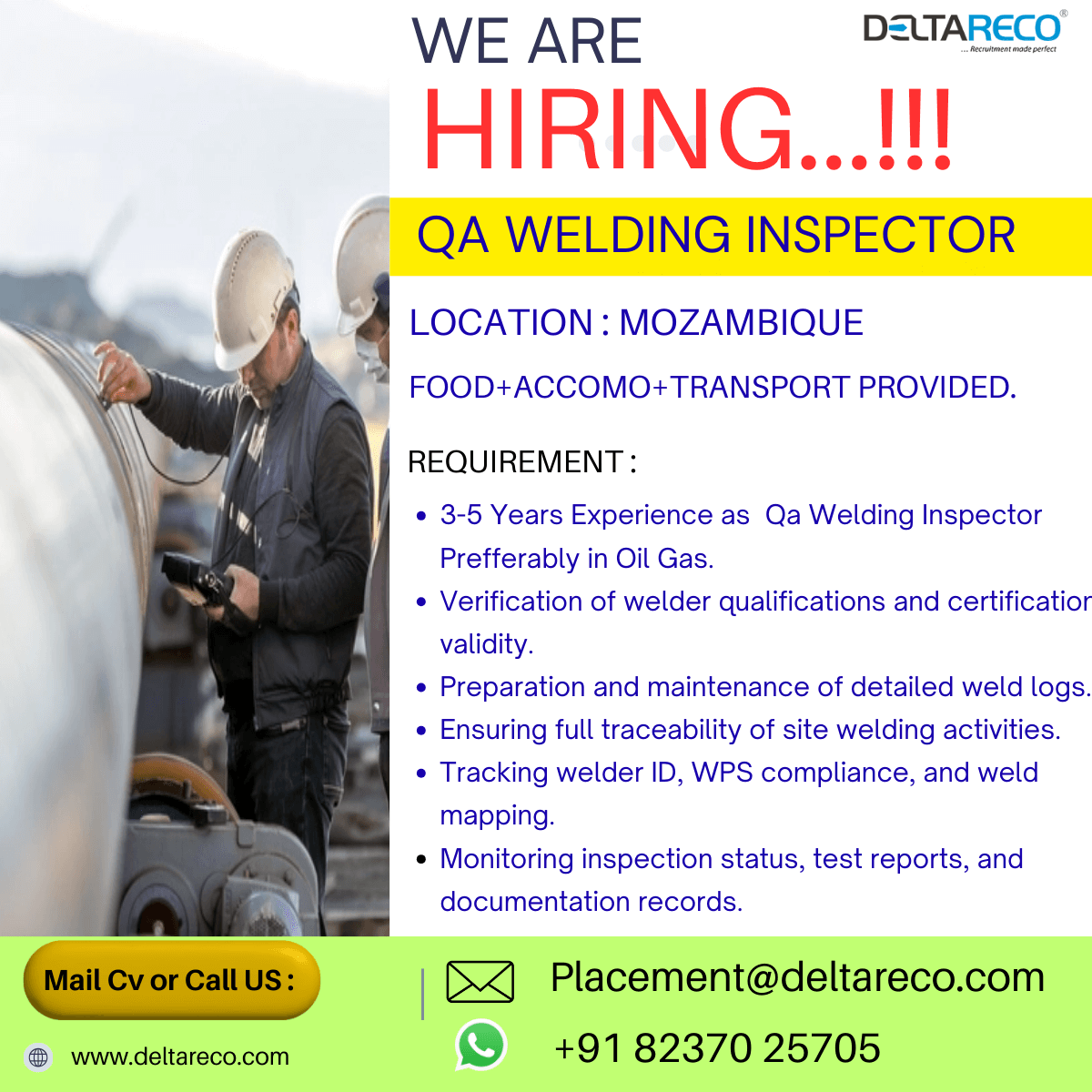 Qa Welding Inspector Oil GAs