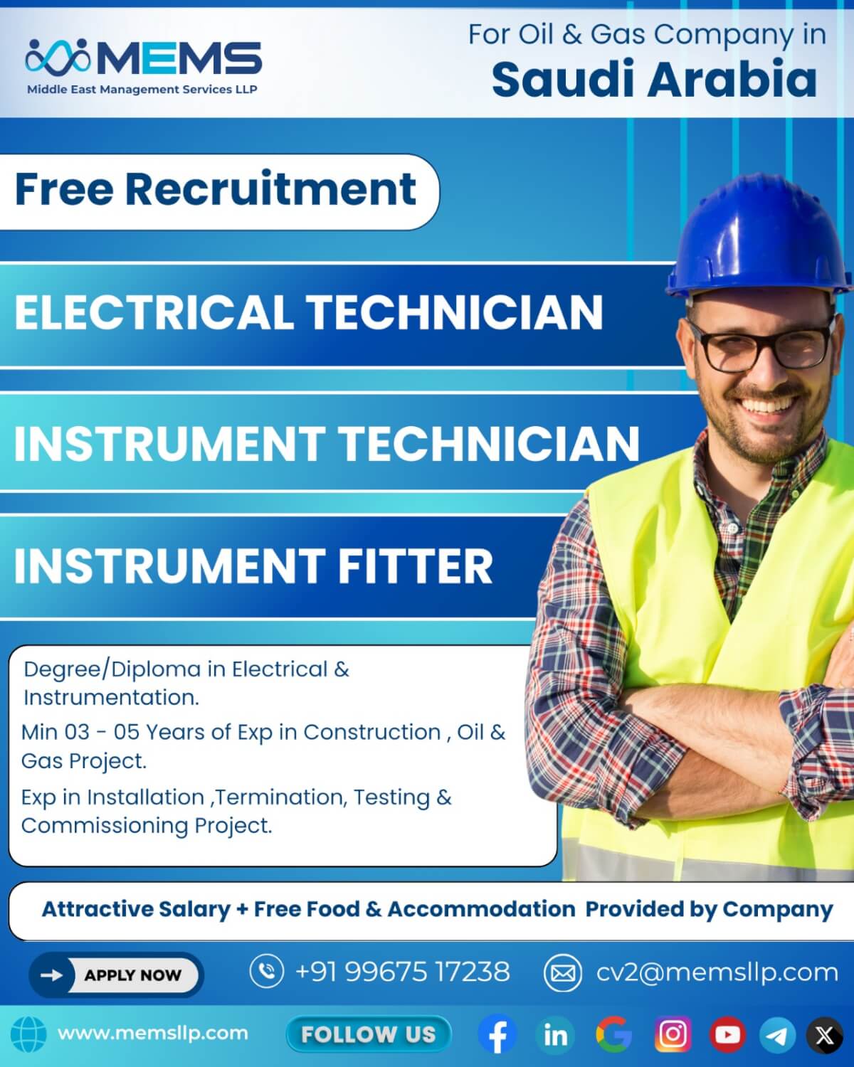 We are hiring for a Oil & Gas Company in Saudi Arabia