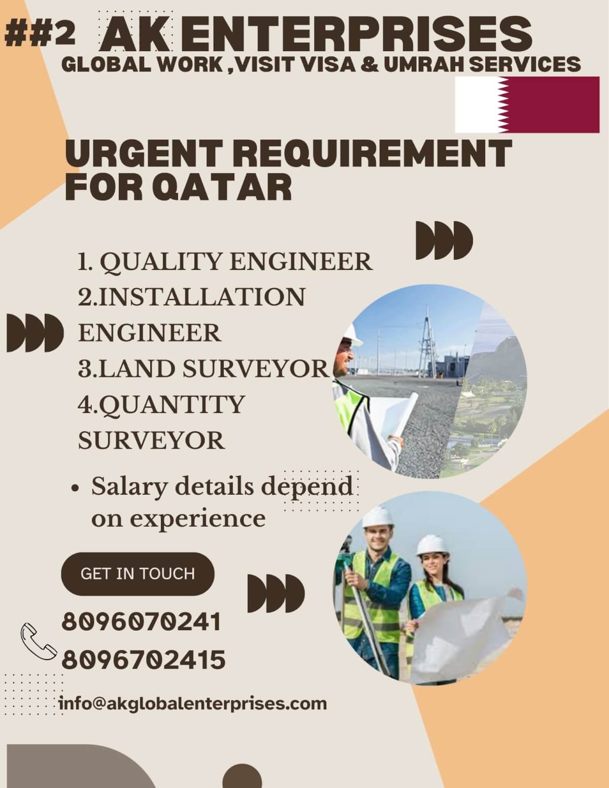 Top Urgent requirement for Qatar company