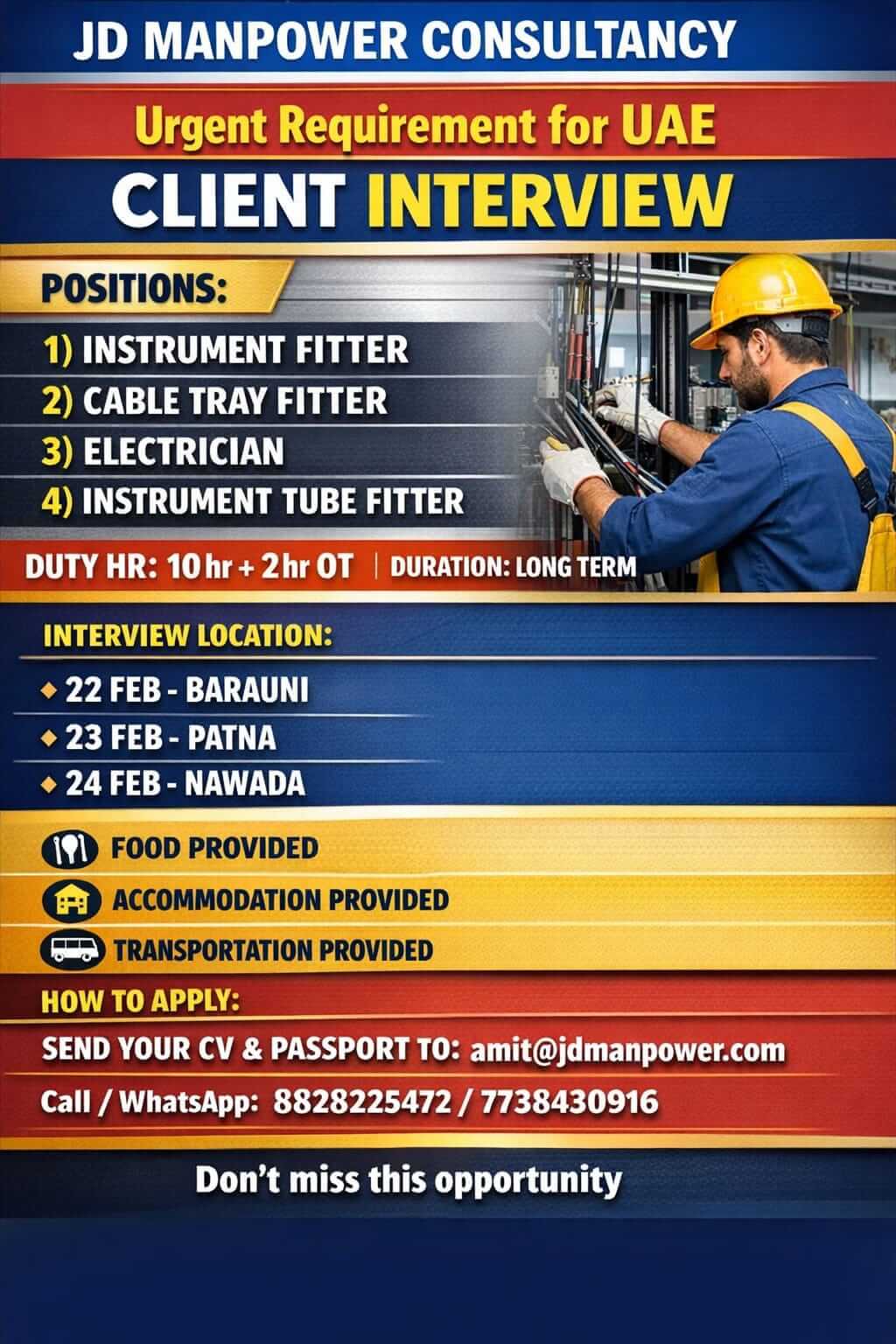 urgent requirement for UAE