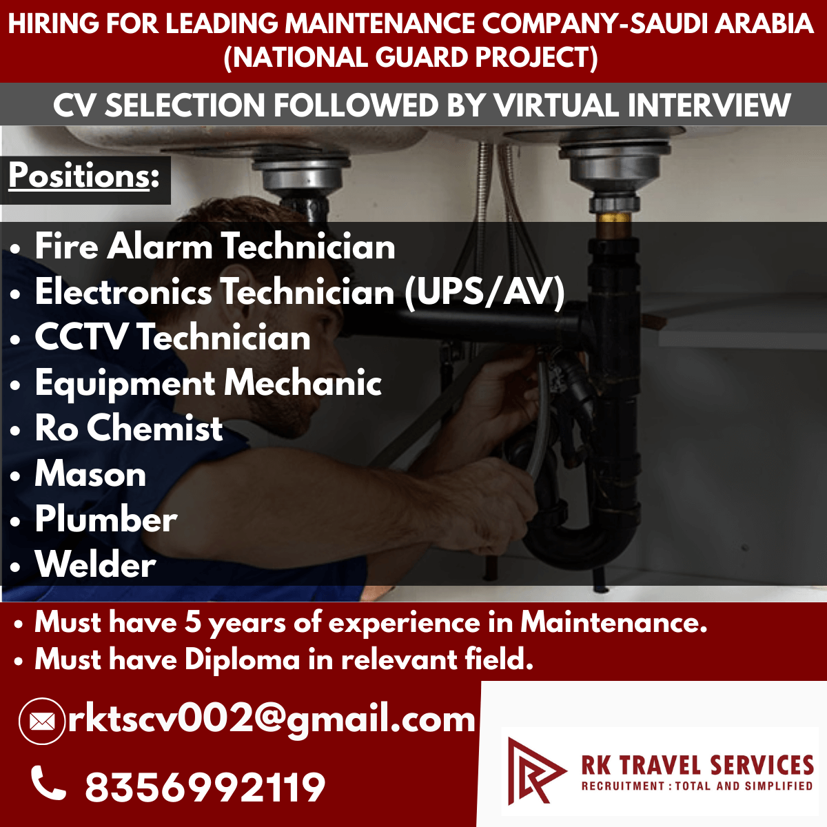 HIRING FOR LEADING MAINTENANCE COMPANY-SAUDI ARABIA (NATIONAL GUARD PROJECT) HIRING FOR LEADING MAINTENANCE COMPANY-SAUDI ARABIA (NATIONAL GUARD PROJECT)