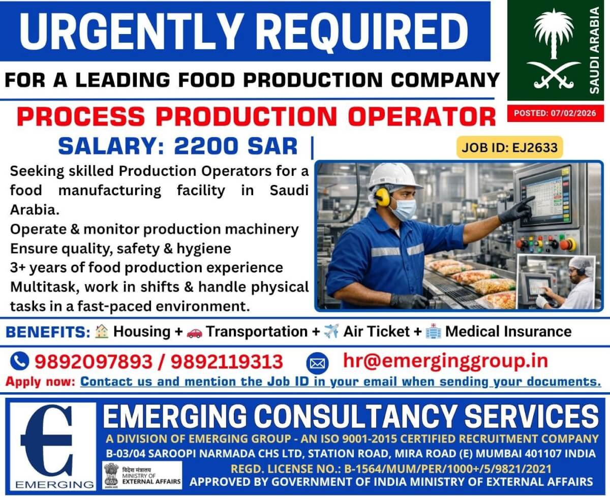 URGENTLY REQUIRED FOR SAUDI ARABIA URGENTLY REQUIRED FOR SAUDI ARABIA
