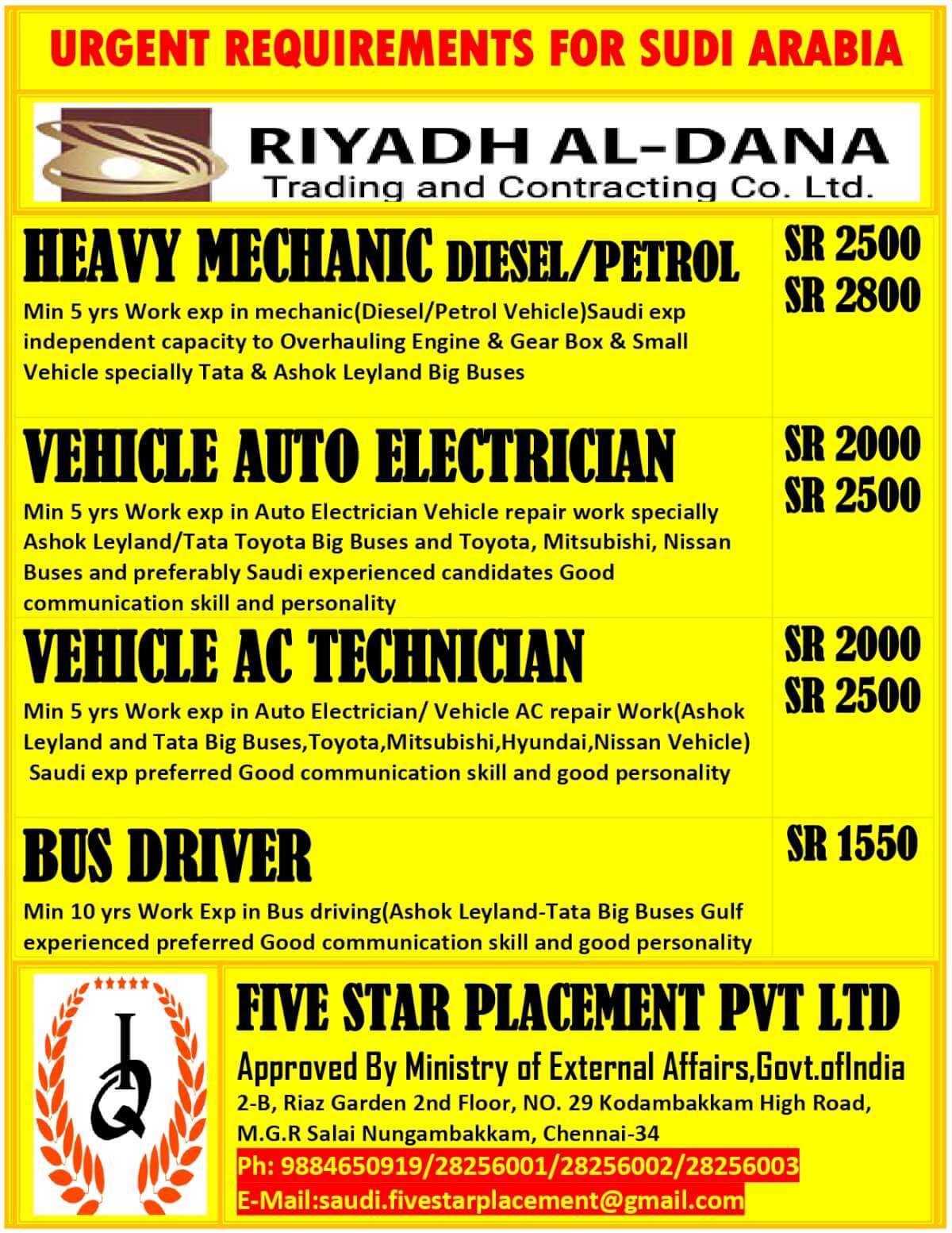 URGENTLY REQUIRED FOR SAUDI ARABIA URGENTLY REQUIRED FOR SAUDI ARABIA