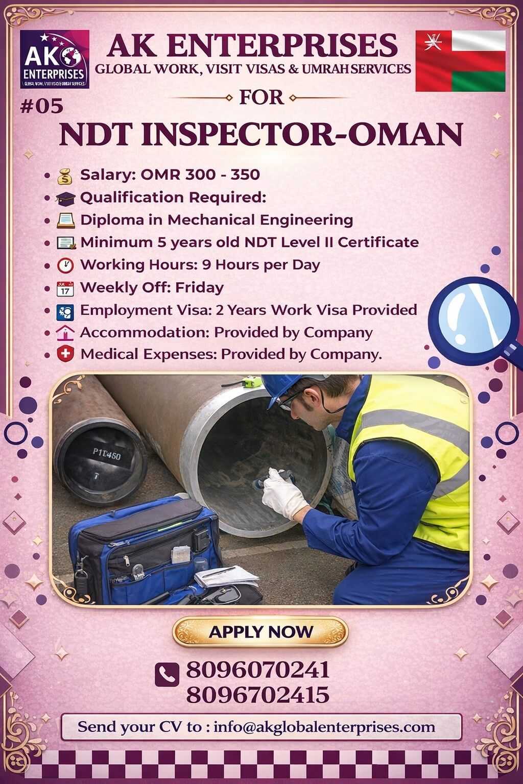 Job Opportunity-NDT Inspector - Oman Job Opportunity-NDT Inspector - Oman