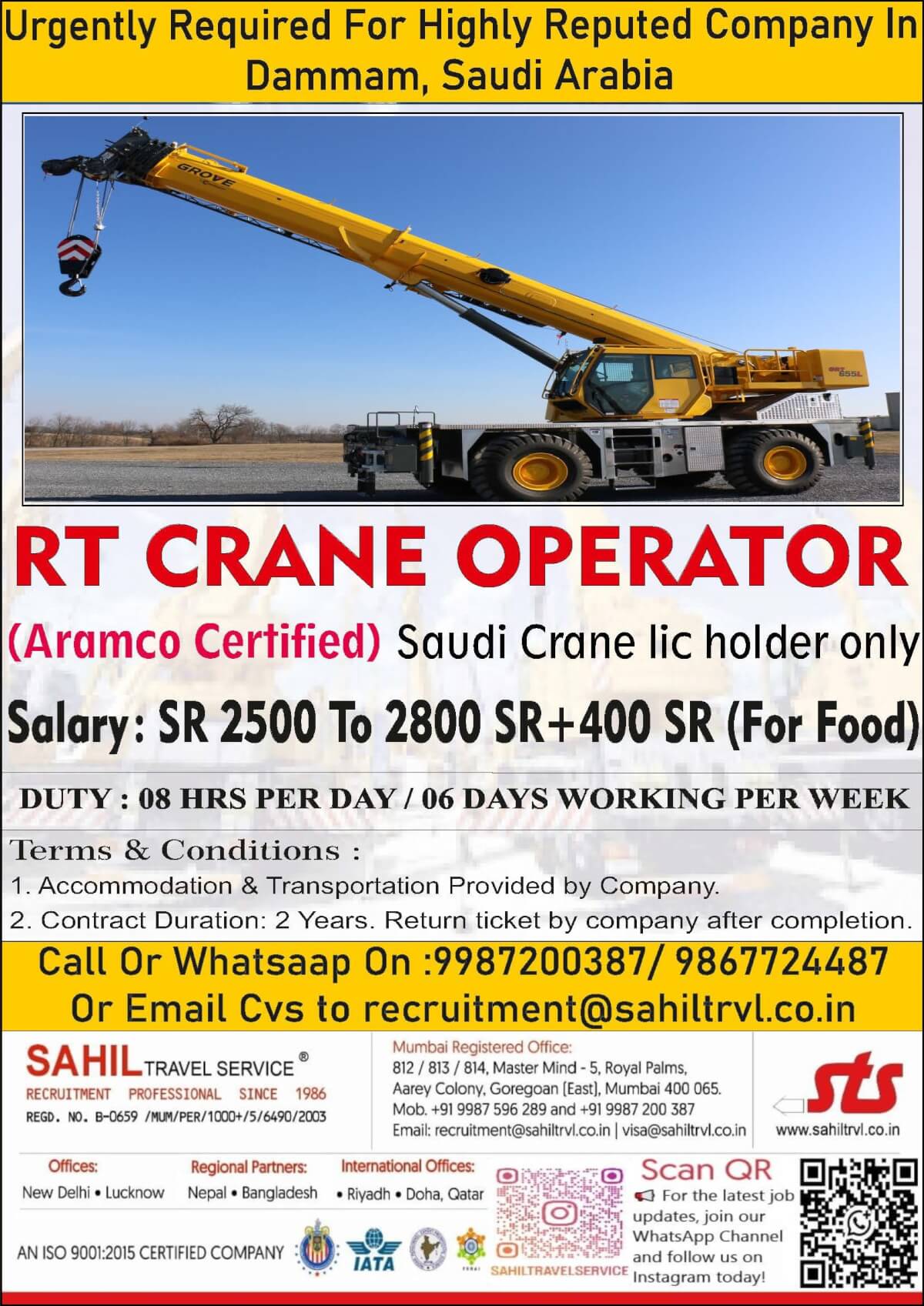 URGENTLY REQUIRED FOR HIGHLYREPUTED COMPANY IN DAMMAM,SAUDI ARABIA
