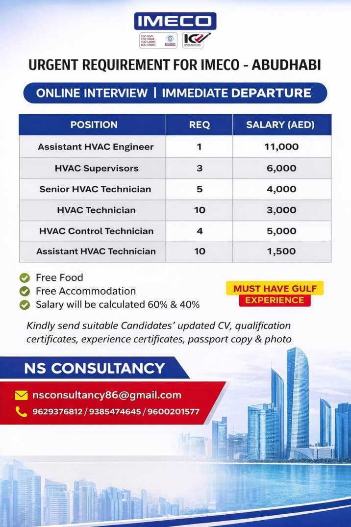 Leading company HAVC requirement required Leading company HAVC requirement required