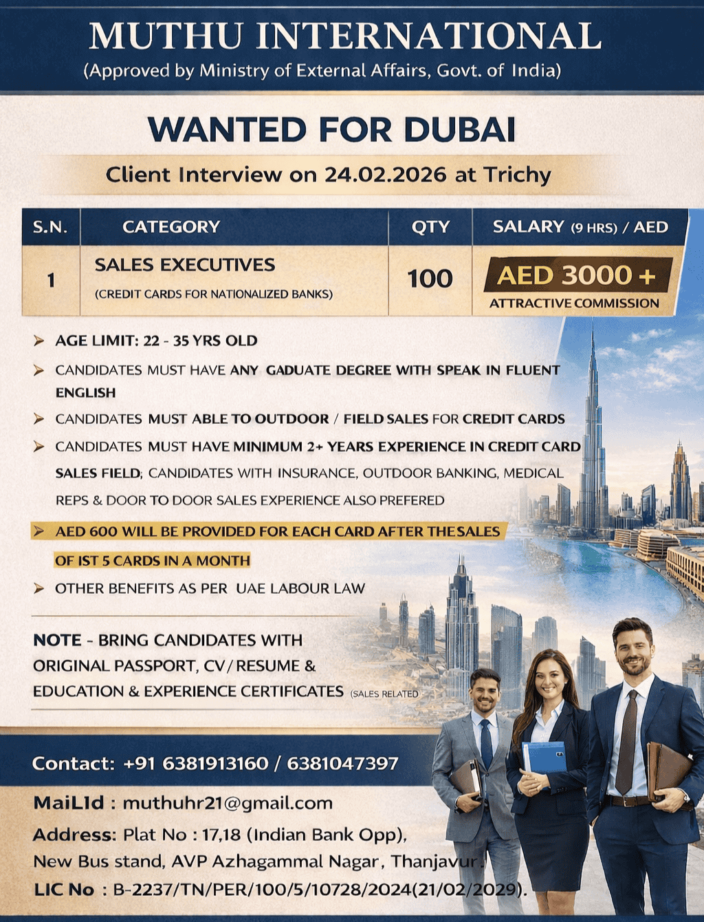 Wanted for Dubai