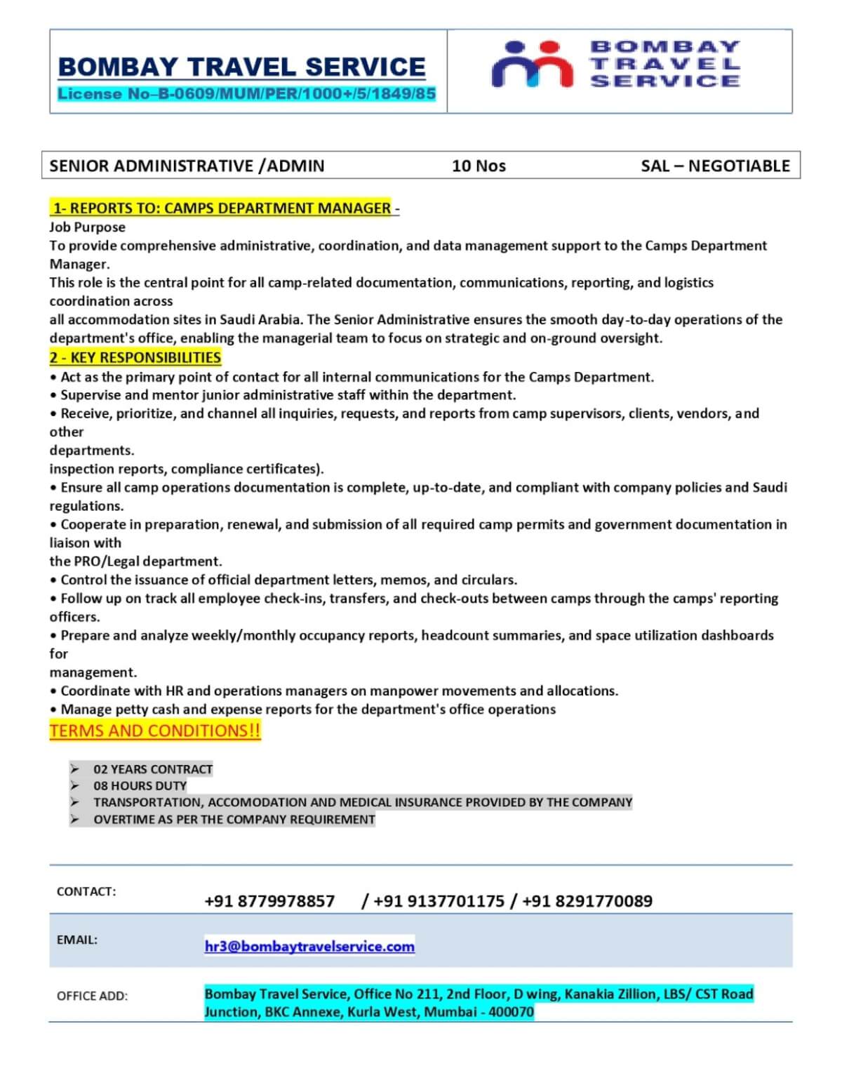 Urgently required for ksa reputed co.