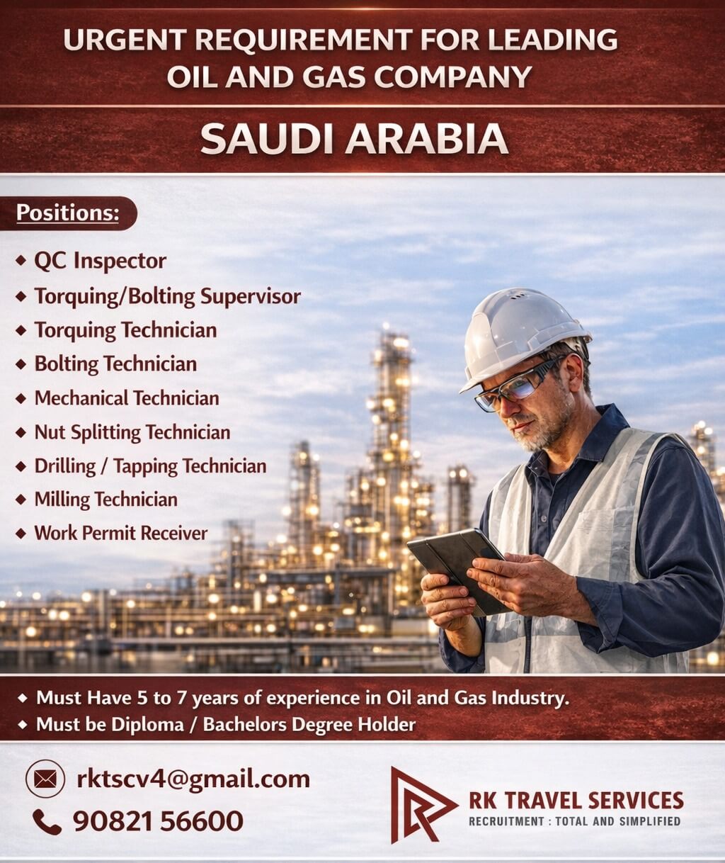 Urgent Requirement For Leading oil and gas company Urgent Requirement For Leading oil and gas company