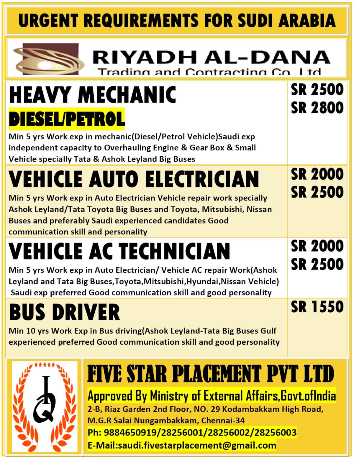 URGENTLY REQUIRED FOR SAUDI ARABIA URGENTLY REQUIRED FOR SAUDI ARABIA