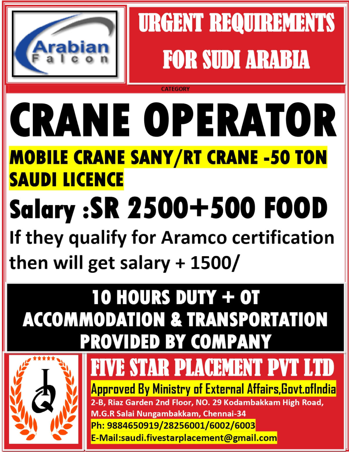 URGENTLY REQUIRED FOR SAUDI ARABIA URGENTLY REQUIRED FOR SAUDI ARABIA