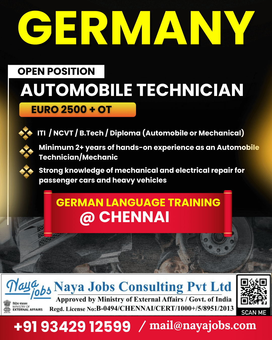 Urgent Hiring Automobile Technician Jobs in Europe | Overseas Vacancy