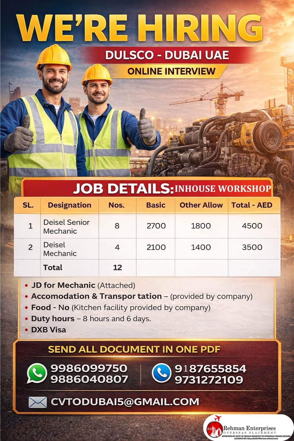 HIRING FOR DULSCO IN DUBAI-ONLINE INTERVIEW HIRING FOR DULSCO IN DUBAI-ONLINE INTERVIEW