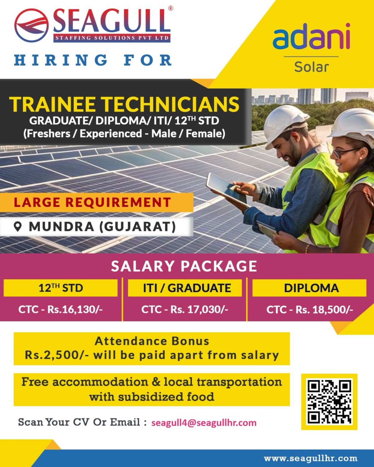 TRAINEE TECHNICIANS REQUIRED FOR MUNDRA - GUJARAT PORT