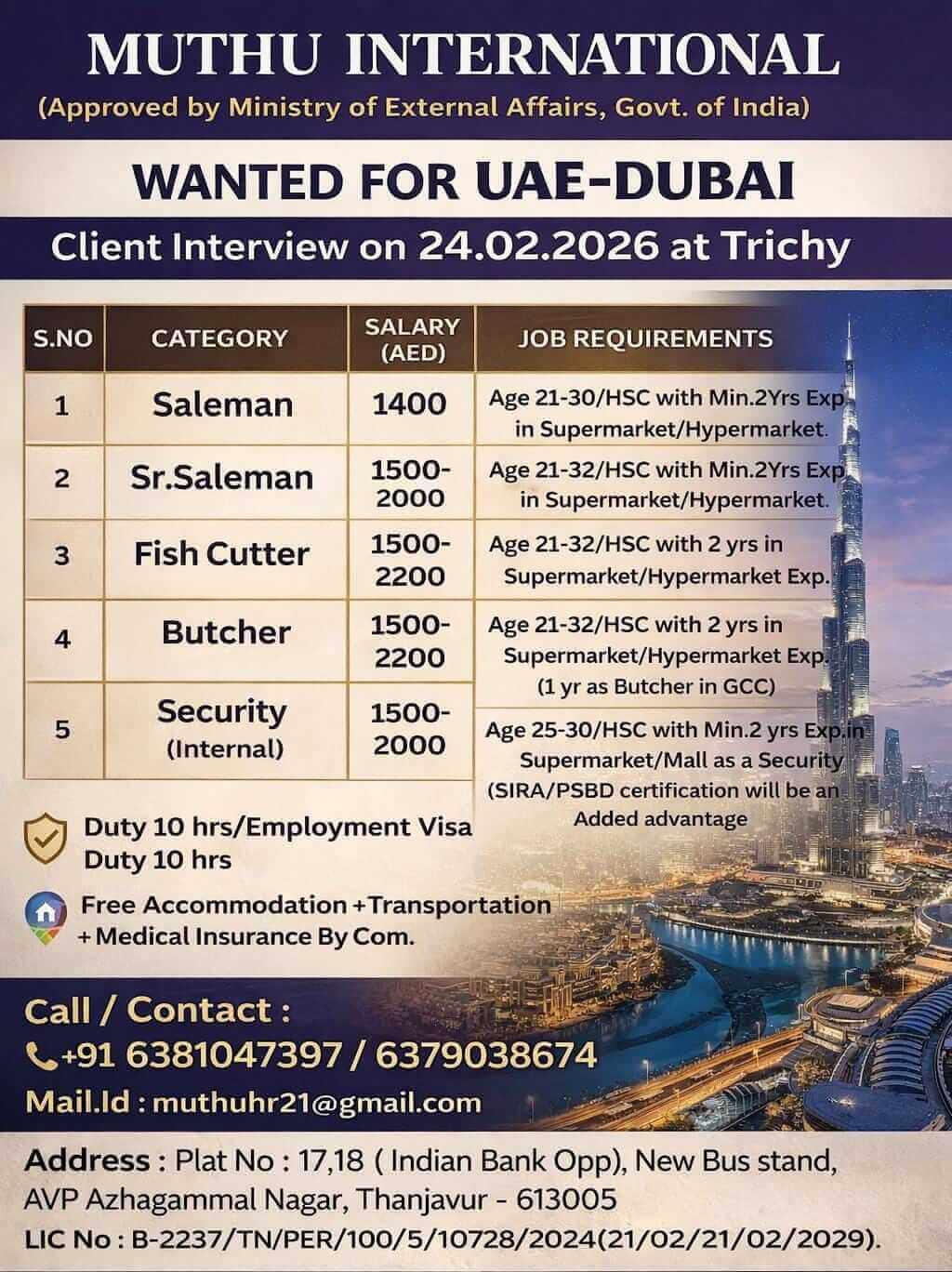 WANTED FOR DUBAI