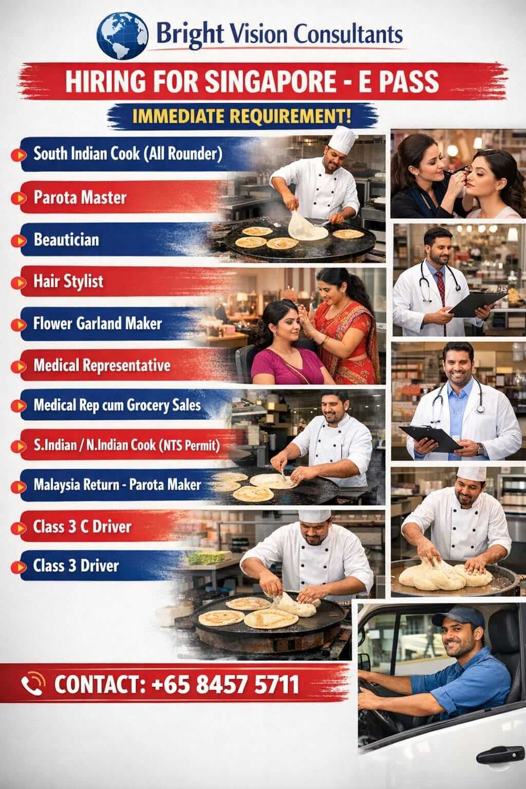 Cook, Flower garland maker, class 3 and Class 3 C driver Cook, Flower garland maker, class 3 and Class 3 C driver