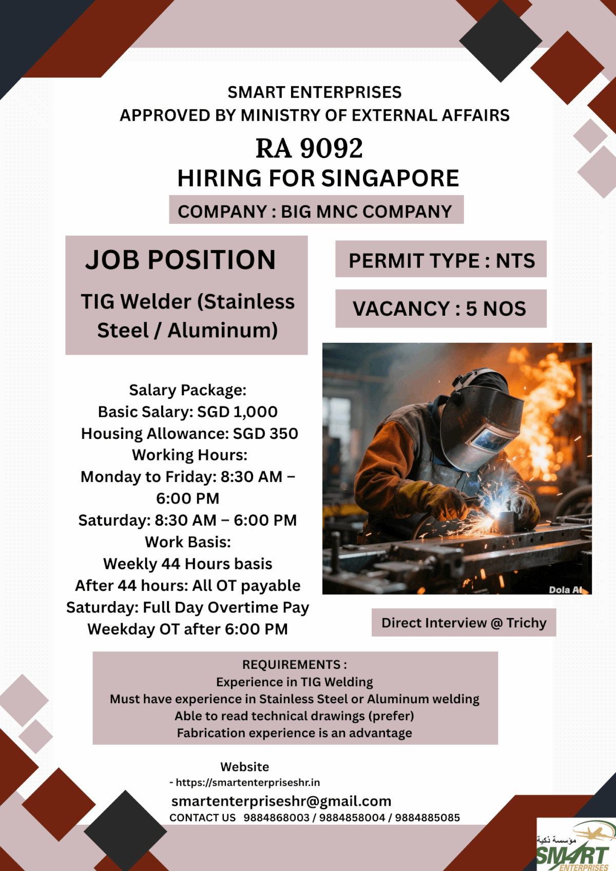 URGENT REQUIREMENT FOR SINGAPORE