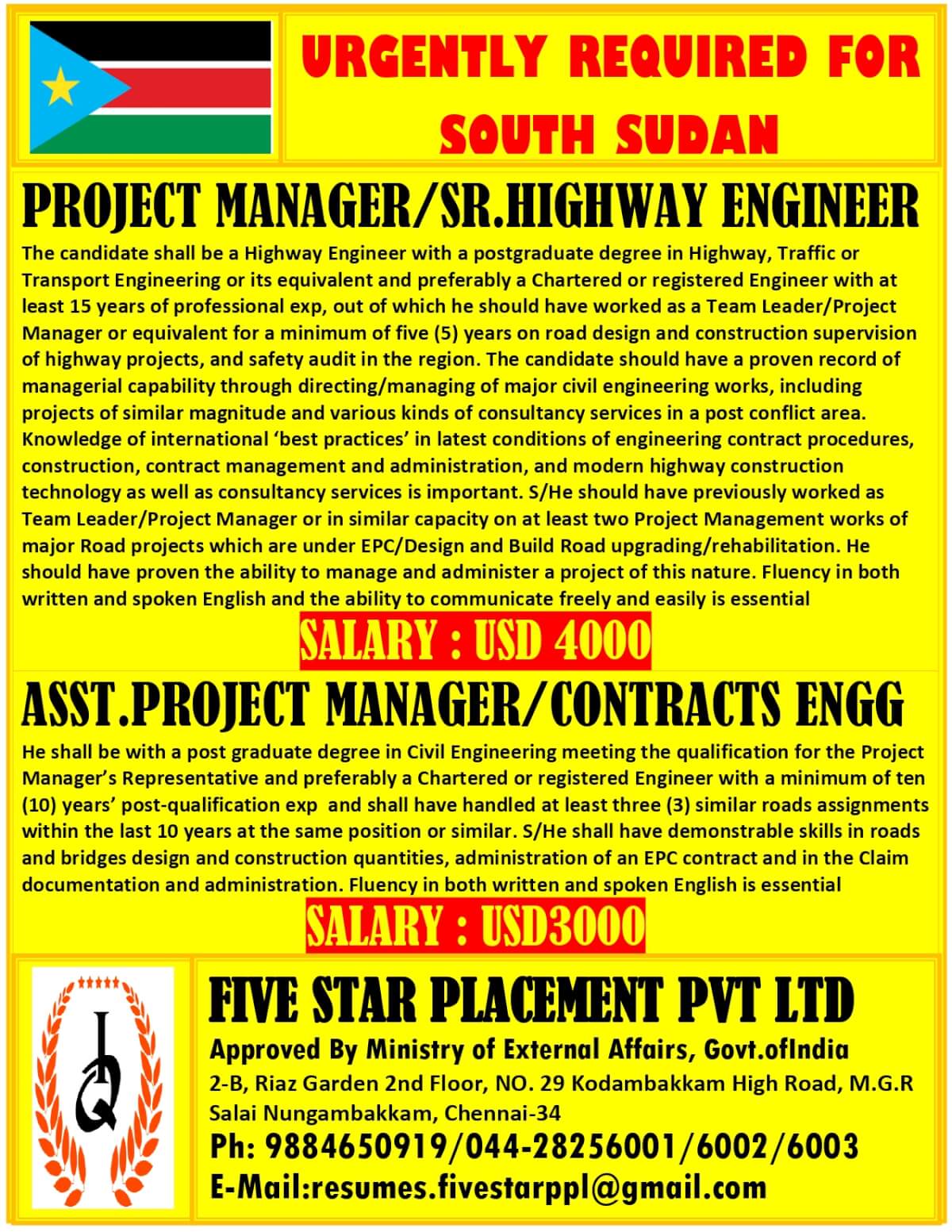 URGENTLY REQUIRED FOR SOUTH SUDAN