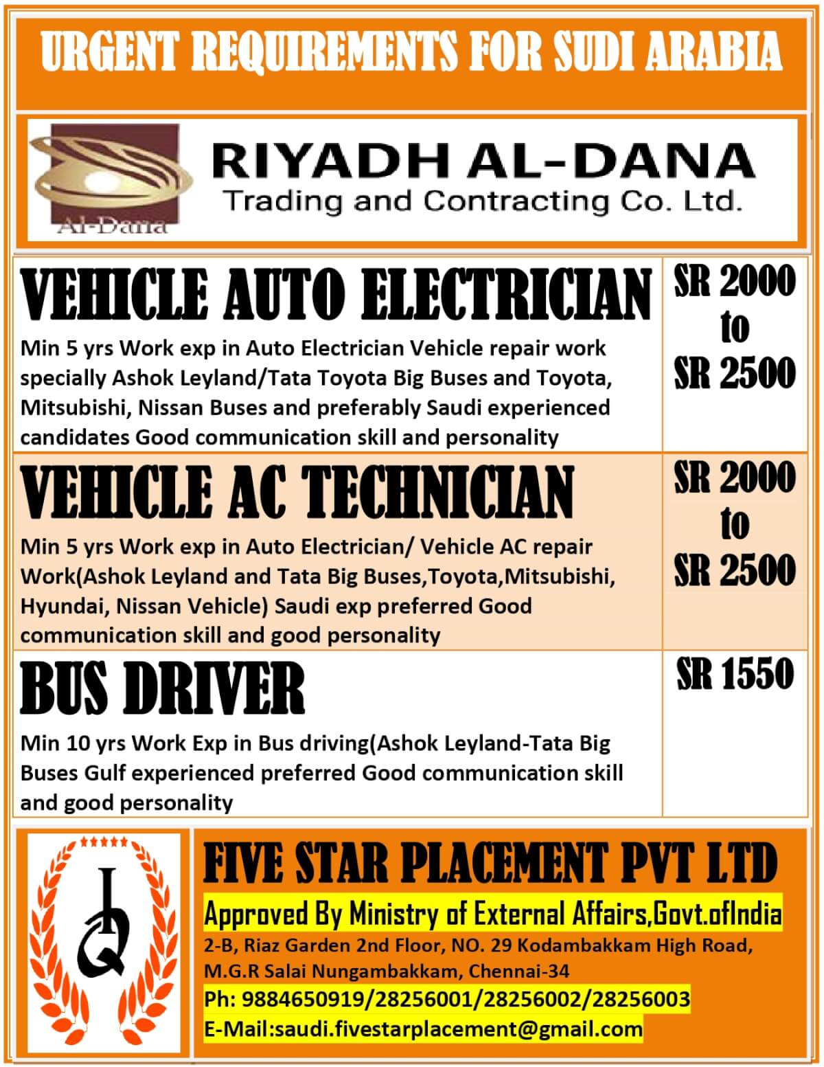 URGENT REQUIREMENT FOR SAUDI ARABIA URGENT REQUIREMENT FOR SAUDI ARABIA