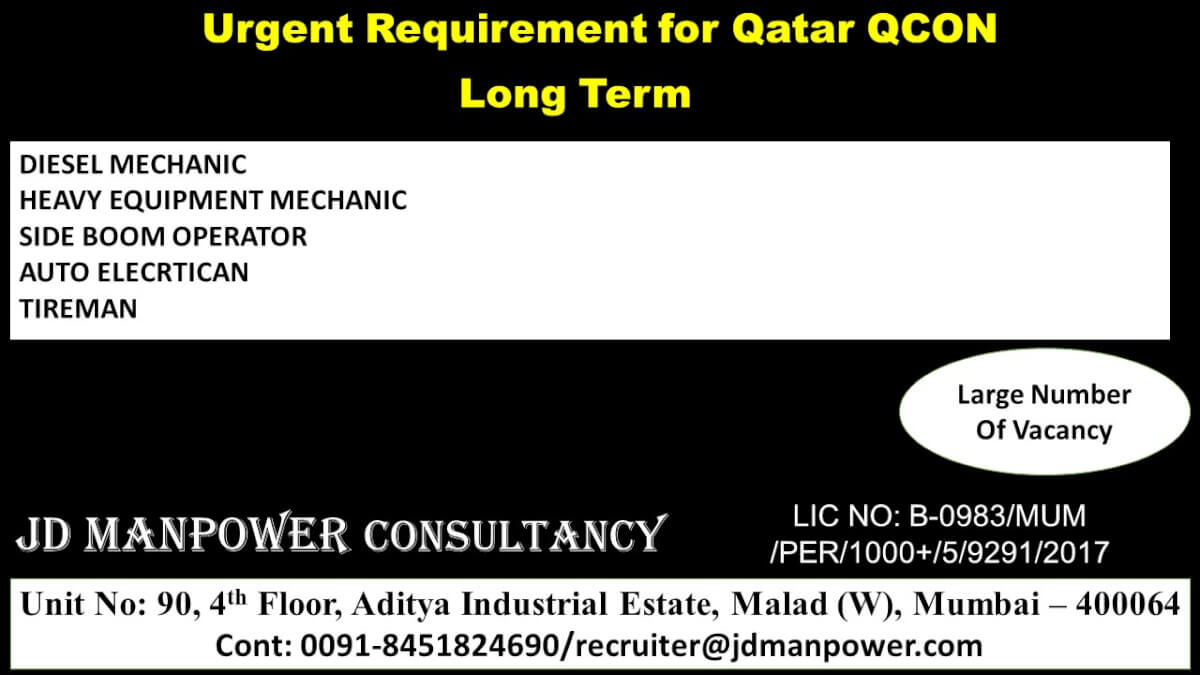 FREE RECRUITMENT FOR QATAR LONG TERM JOB