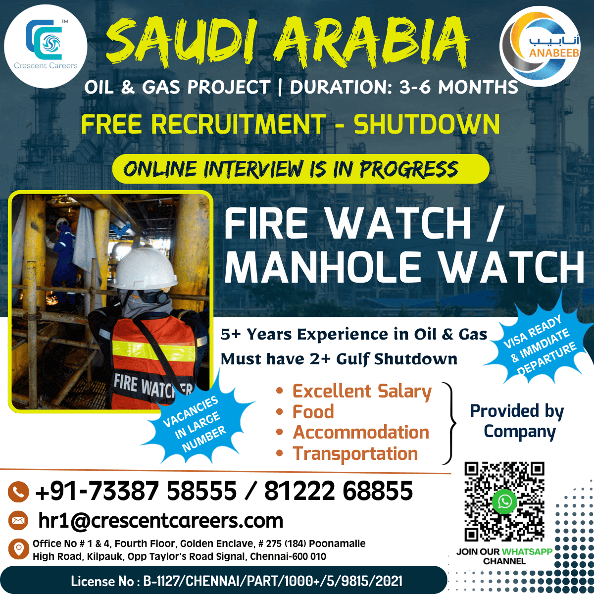 FREE RECRUITMENT - FIRE WATCH / MANHOLE WATCH
