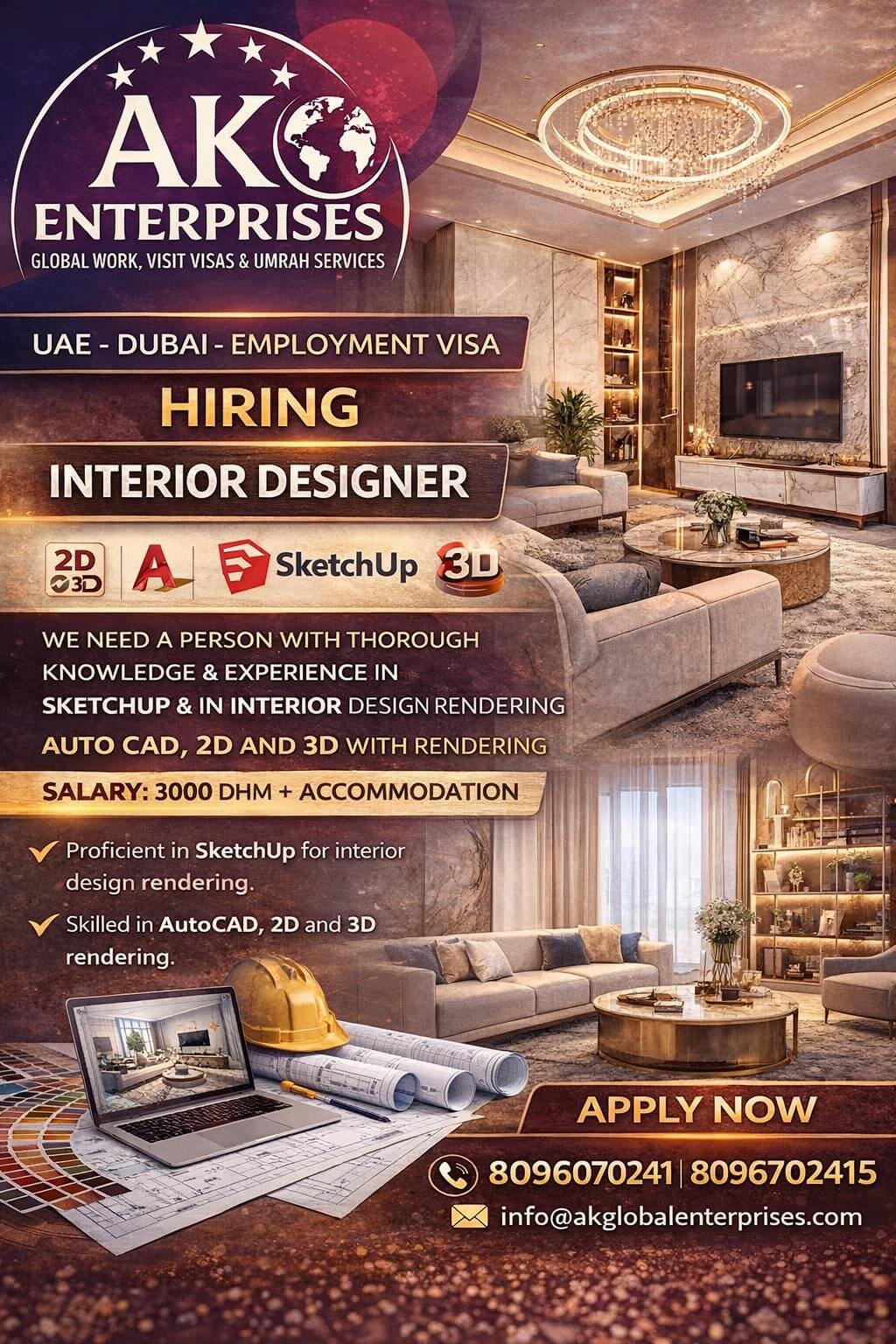 UAE-DUBAI-EMPLOYMENT VISA FOR INTERIOR DESIGNER