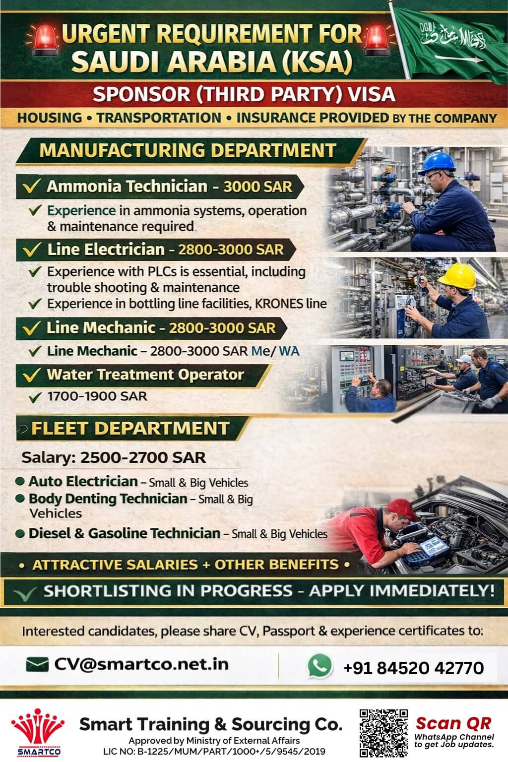 URGENT REQUIREMENT FOR SAUDI ARABIA (KSA) URGENT REQUIREMENT FOR SAUDI ARABIA (KSA)