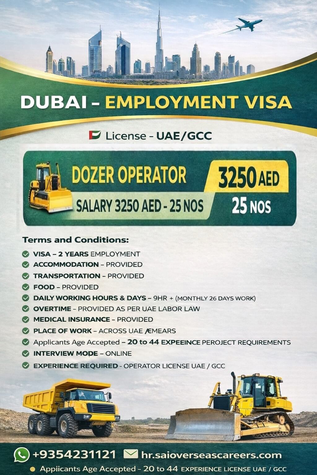 URGENT HIRING FOR DOZER OPERATOR IN UAE !
