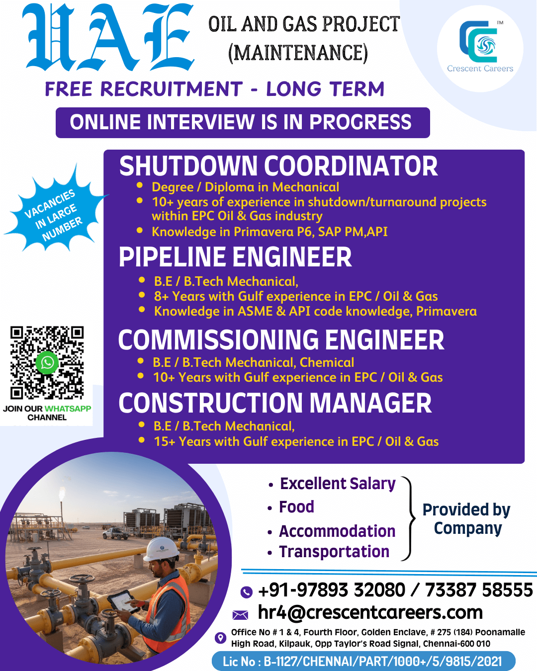 SD COORDINATOR / PIPELINE ENGINEER / COMMISSIONING ENGINEER / CONSTRUCTION MANAGER SD COORDINATOR / PIPELINE ENGINEER / COMMISSIONING ENGINEER / CONSTRUCTION MANAGER
