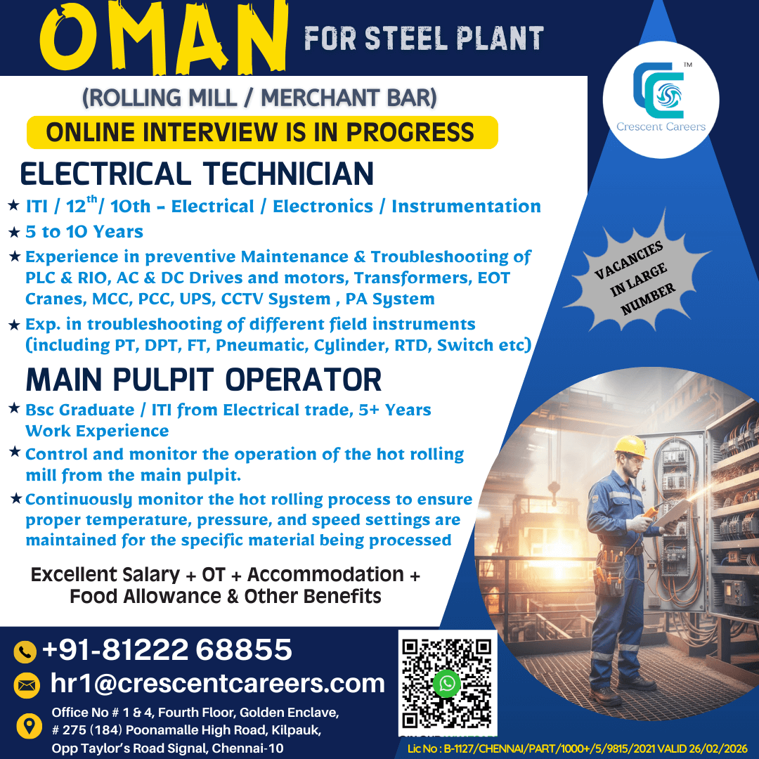 ELECTRICAL TECHNICIAN / MAIN PULPIT OPERATOR