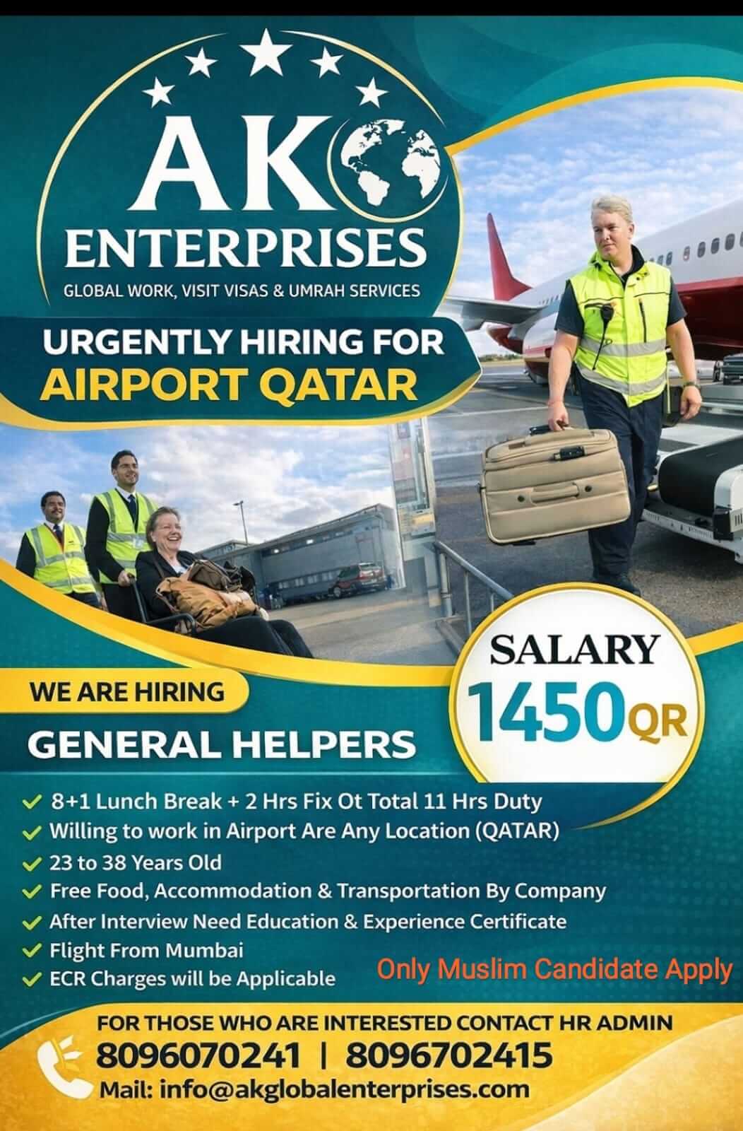 We are hiring for General Helper-QATAR