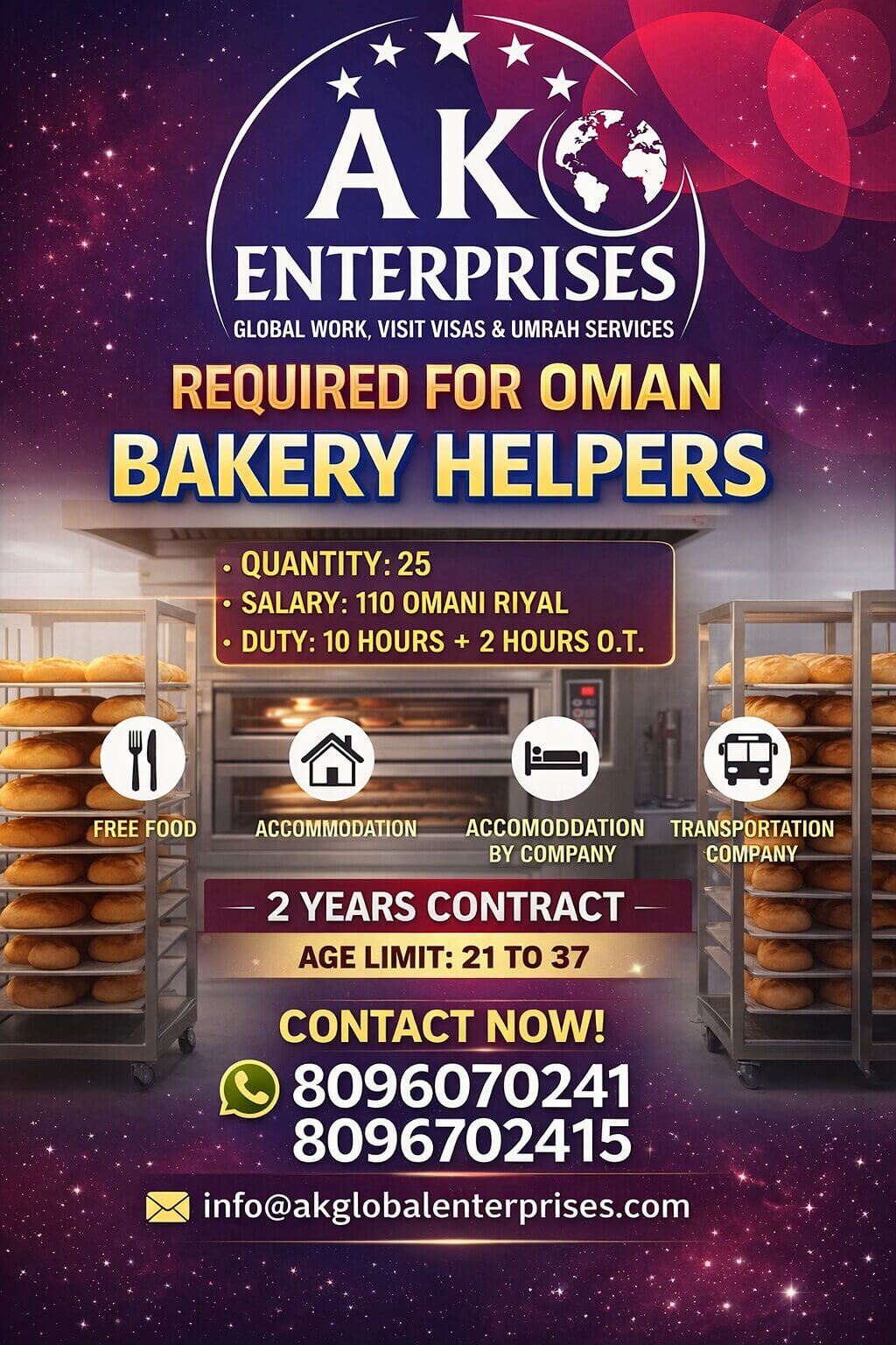 Bakery Helpers-Oman Requirement