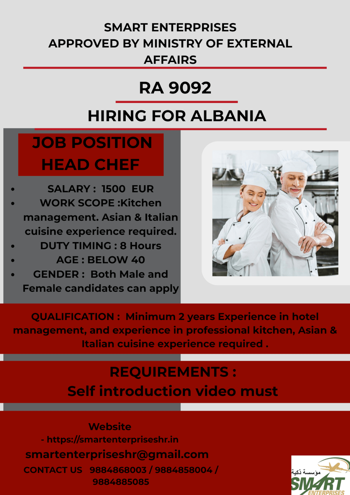URGENT REQUIREMENT FOR ALBANIA