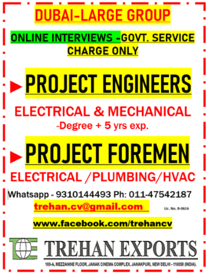 PROJECT ENGINEERS - PROJECT FOREMEN