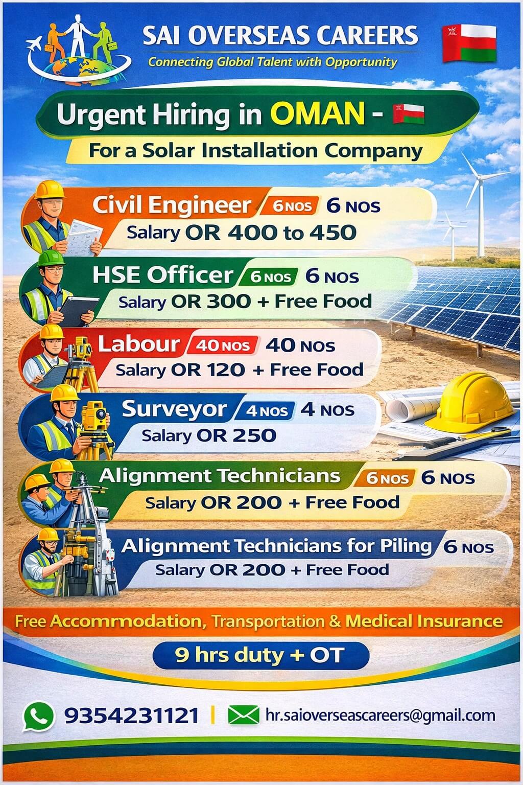 URGENT HIRING IN OMAN FOR SOLAR INSTALLATION COMPANY URGENT HIRING IN OMAN FOR SOLAR INSTALLATION COMPANY