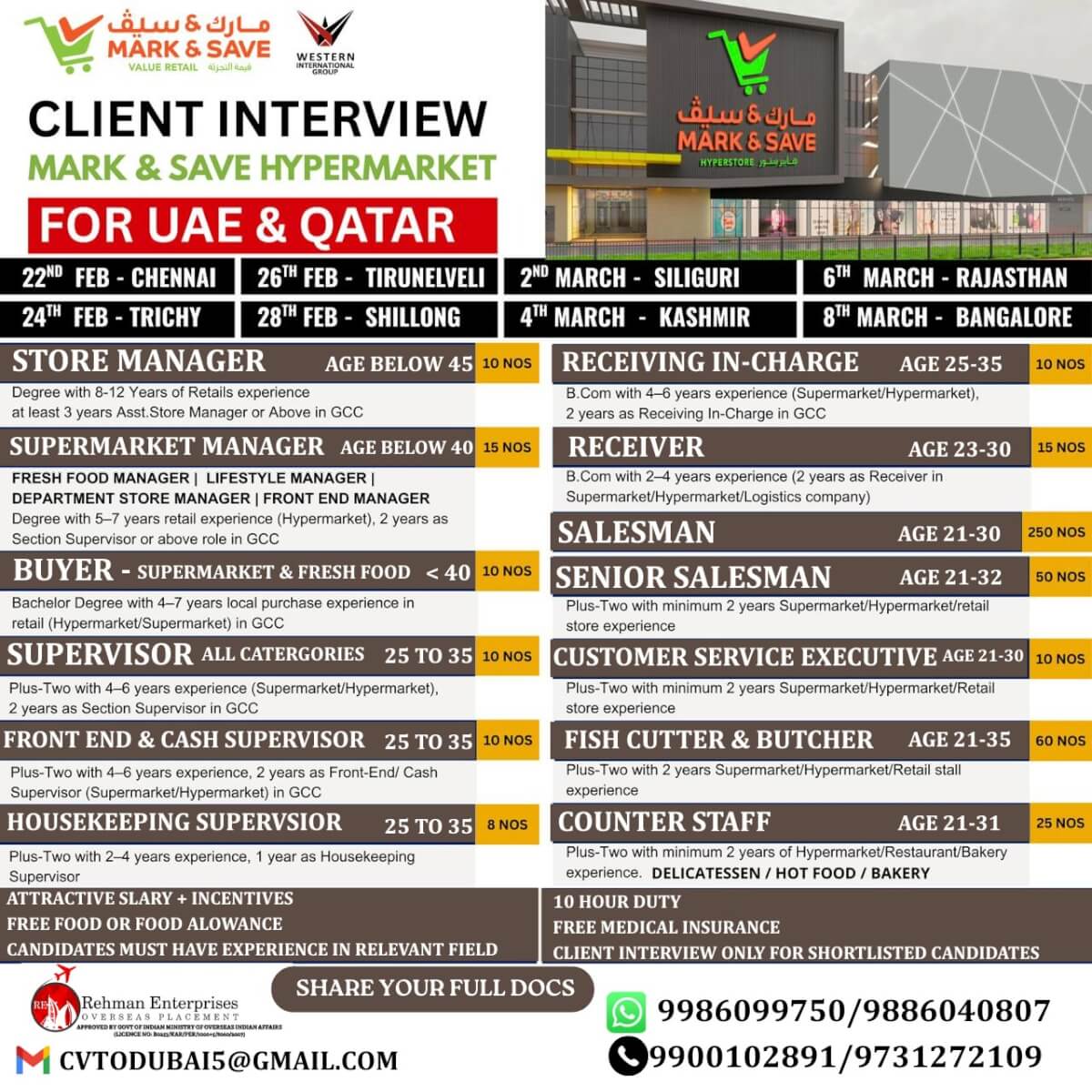 HIRING FOR QATAR AND DUBAI HIRING FOR QATAR AND DUBAI