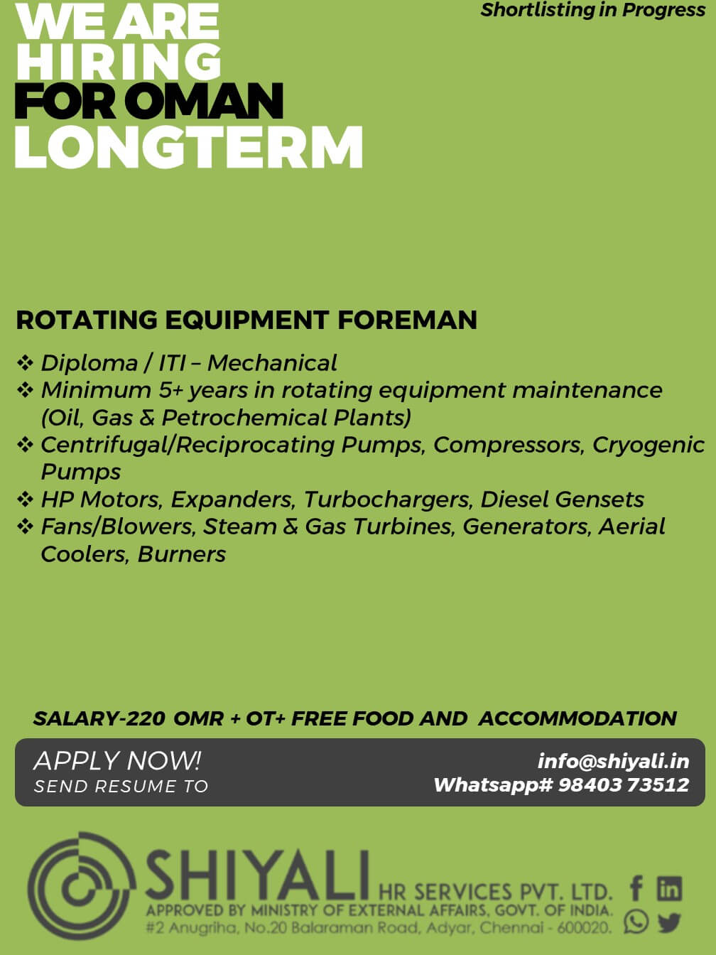 ROTATING EQUIPMENT FOREMAN