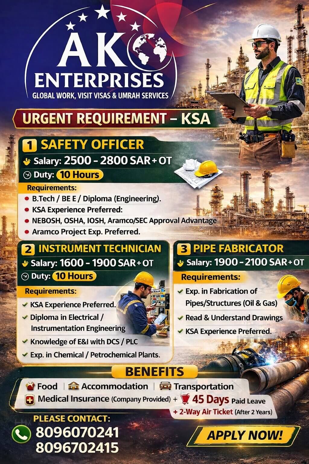 URGENT REQUIREMENT – KSA (Oil & Gas / Aramco Project)