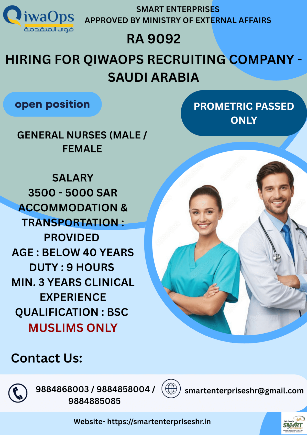 URGENT REQUIREMENT FOR SAUDI ARABIA